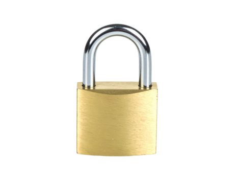 Padlock security lock safety metal protection secure access privacy brass on transparent background