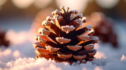 Detailed pine cone with frost showing texture and organic design - Powered by Adobe