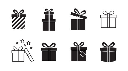 Bundle of wrapped gift box silhouette design, special occasion sign or symbol 