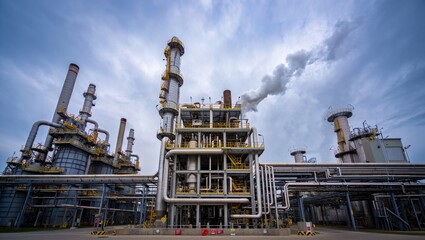 Industrial Facility with Smoke and Pipes