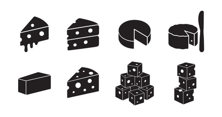 Collection of variety cheese blocks silhouette design