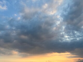 Dark, dramatic sky filled with ominous grey storm clouds. Moody and atmospheric natural background