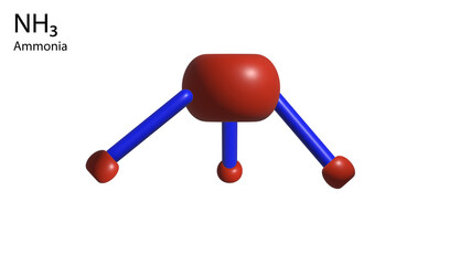 3d render of an ammonia nh3 molecule 
