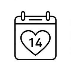 Calendar with heart shape date on white background
