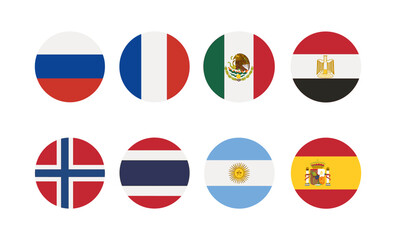 Obraz premium International flags set in simple circular design for global representation