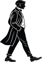 Elegant gentleman walking in formal attire formal wear suit