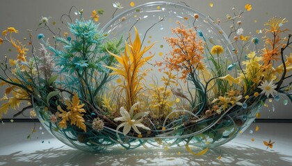 "Transparent Ecosystems: Glass Art Inspired by Nature’s Diversity and Environmental Balance"
