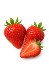 Ripe strawberries showing freshness and a transparent background