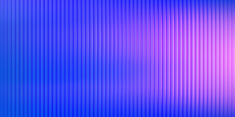 Reeded glass geometric background with blur gradient in blue, violet, purple, pink. Ribbed vertical stripes wallpaper, cover, bg, futuristic vector illustration