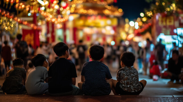 Kids Enjoy Hungry Ghost Festival Night Amid Lanterns and Cultural Festivities