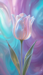 Delicate Purple Tulip with Colorful Background Elegant Spring Flower, Nature Close-Up, Romantic Bloom, Botanical Art Floral Décor