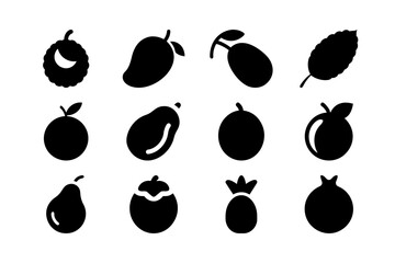Tropical Fruit Icon Set, Vector Illustration