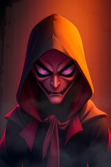 Animated dark overlord, cloak alive with writhing energy, radiating menace.