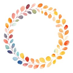 Obraz premium Colorful watercolor leaf wreath