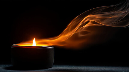 Burning candle with flame trail 