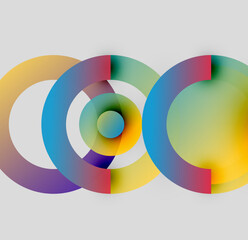 Obraz premium Colorful concentric circles overlap, creating vibrant gradients. Abstract design evokes depth, harmony, visual interest. Modern aesthetic.
