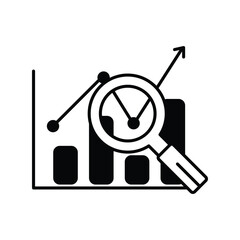 Analysis glyph outline icon with white background vector stock illustration