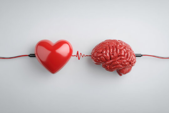 A heart and brain connected by an electric cable