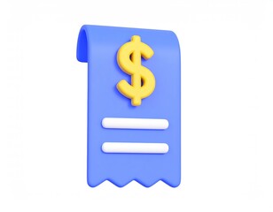Obraz premium 3D Rendered Bill Icon: Simple, Playful Finance Illustration