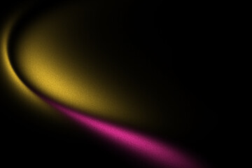 Dark noise texture, grainy wave, yellow pink color flow, abstract background, cover header wallpaper design.