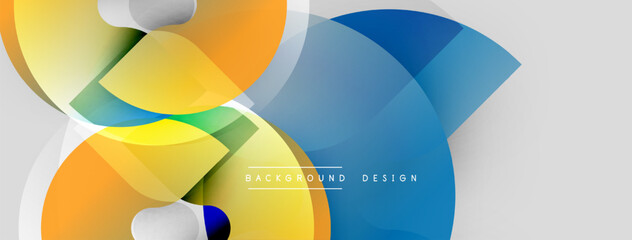 Obraz premium Abstract shapes overlap, creating vibrant color gradients. Modern design features smooth transitions, light effects, dynamic composition.