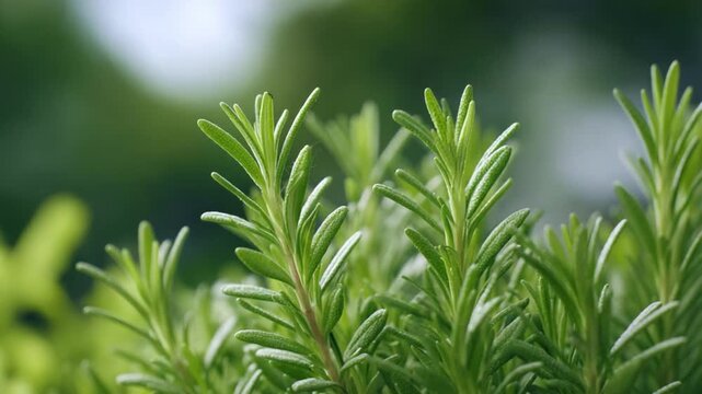 Rosemary's Essence: Capturing the essence of nature, an array of vibrant rosemary stems bursts forth, with the soft, natural light caressing its fresh, green foliage.