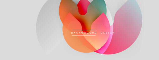 Abstract colorful layers create dynamic visual effect. Soft gradients blend, forming modern background design. Minimalist style.