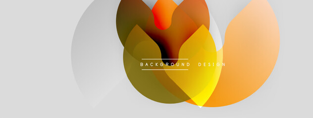 Abstract shapes overlap, creating warm color gradients. Minimalist design with text background design centered within composition.