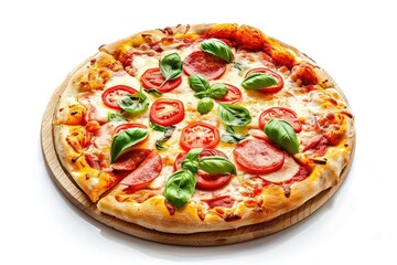 Detailed Color Picture of Pizza Isolated on White Background