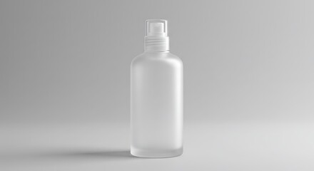 Transparent Plastic Bottle with Pump Dispenser on Neutral Background