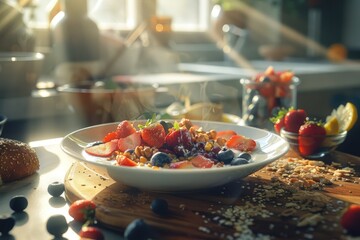 Illustration of a Happy Couple Vending Sandwiches and Salads From a Food Truck