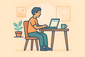 working from home vector illustration in pastel flat style
