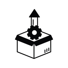 Product Development glyph outline icon with white background vector stock illustration