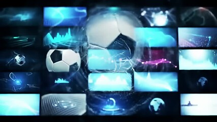 Digital display with various abstract visuals - Powered by Adobe