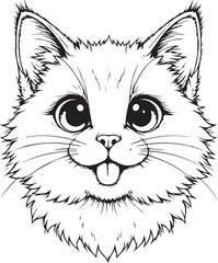 Cute cat face: A cute and adorable cat face illustration, features large eyes, whiskers, and a happy expression, suitable for various design needs.