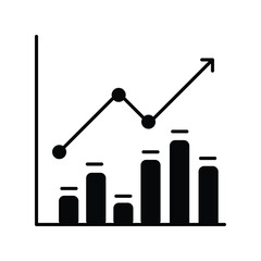 Waterfall Chart glyph outline icon with white background vector stock illustration