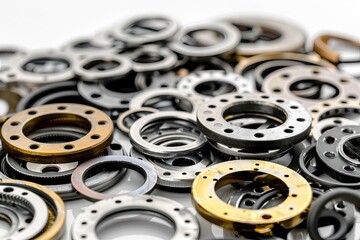 detailed picture of Engine gaskets made of various materials on a white background
