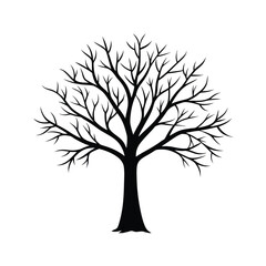 Obraz premium Tree silhouette vector. Tree with roots. Tree logo, icon vector illustration.. black and white tree.