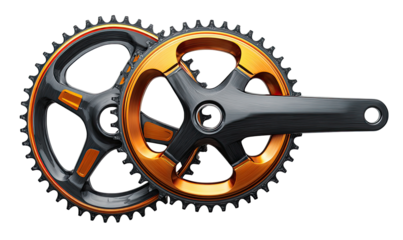 Bicycle crankset, black & orange