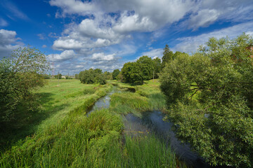 summer landscape with river and sky © talavietis