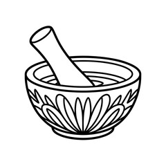 A black and white pestle illustration line art of a coloring page 