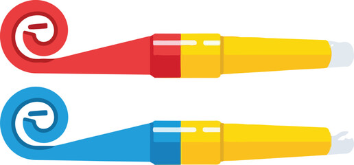 Vibrant Party Blowers for Festive Occasions Vector Illustration