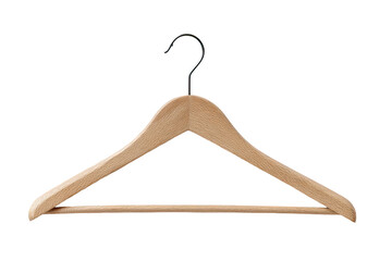 Light brown wooden clothes hanger with a metal hook