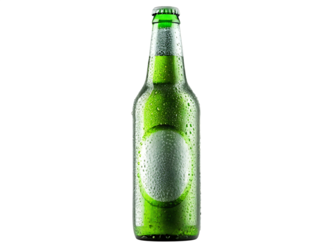 Green bottle condensation isolated on a transparent background