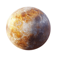 Fototapeta premium Highly detailed render of a rocky alien planet with surface crater structures transparent background