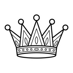 A black and white crown illustration line art of a coloring page 
