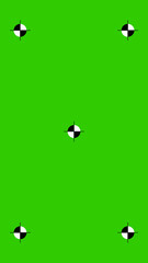 Minimalist graphic design featuring four black and white target symbols on a solid lime green background. Symmetrical grid layout, simple geometric style with even lighting and no shading.