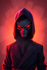 Animated dark lord with a flowing cloak, eyes burning violet with malevolent intent.