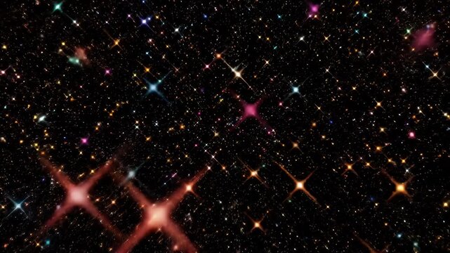 Vast expanse of night sky filled with brilliant, sparkling, colorful stars