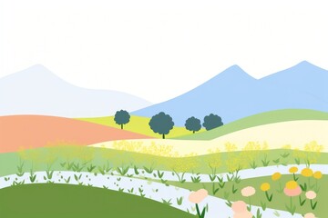 Summer landscape border colorful scenery nature.